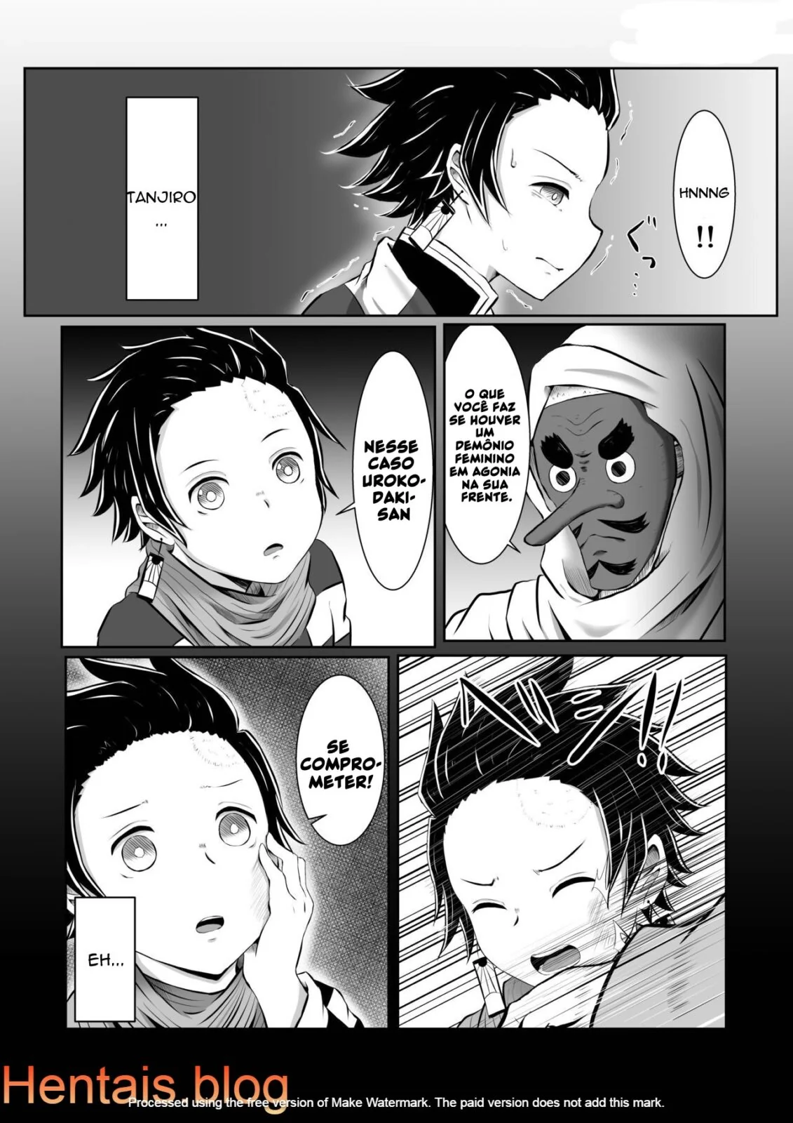 Tanjirou Kamado e a Pica da Mãe Aranha Demônio em Kimetsu no Yaiba: Buceta em Chamas em HQ Brasileiro