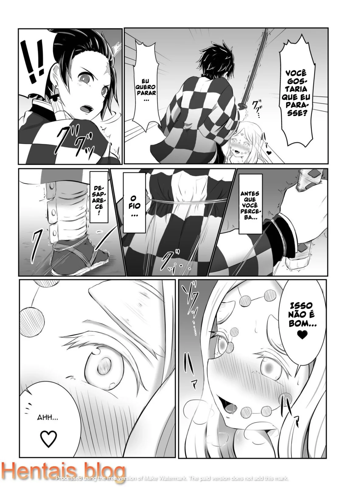 Tanjirou Kamado e a Pica da Mãe Aranha Demônio em Kimetsu no Yaiba: Buceta em Chamas em HQ Brasileiro