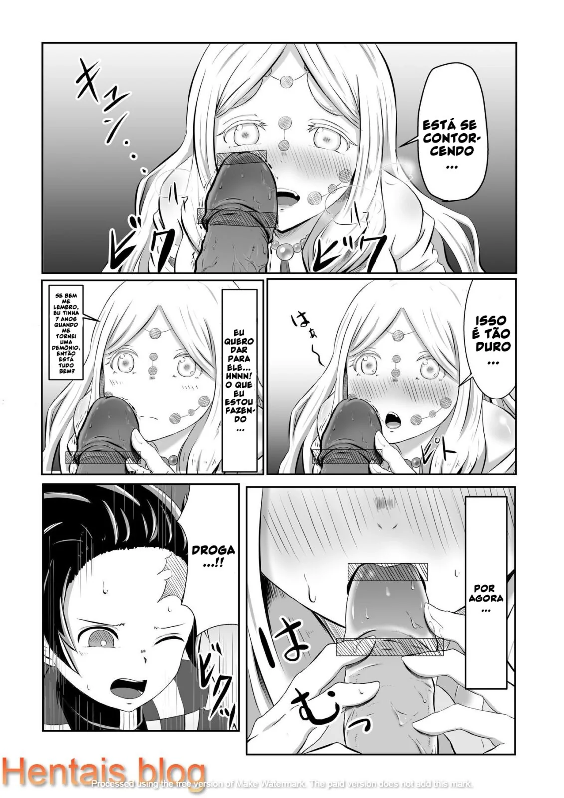 Tanjirou Kamado e a Pica da Mãe Aranha Demônio em Kimetsu no Yaiba: Buceta em Chamas em HQ Brasileiro