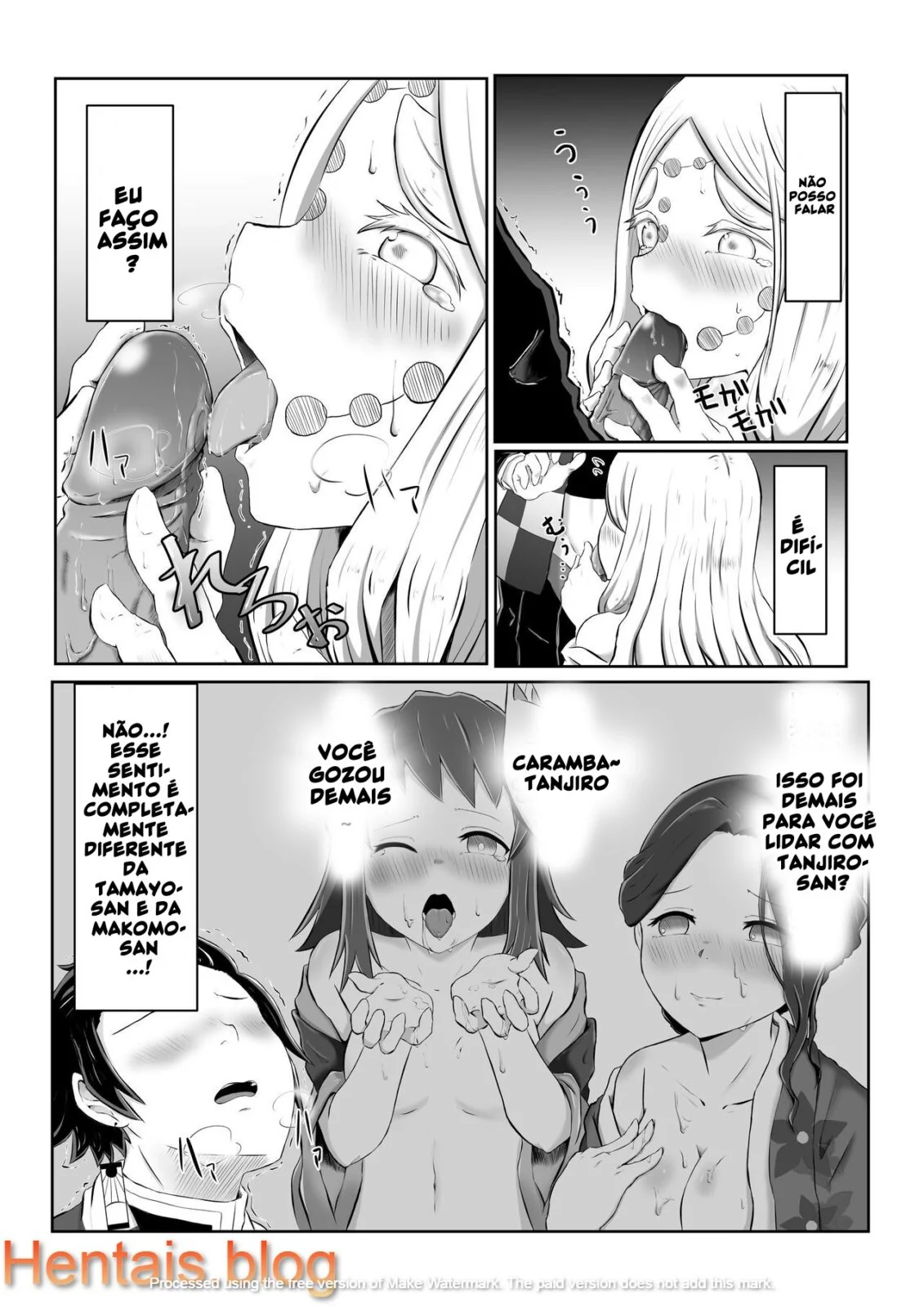 Tanjirou Kamado e a Pica da Mãe Aranha Demônio em Kimetsu no Yaiba: Buceta em Chamas em HQ Brasileiro
