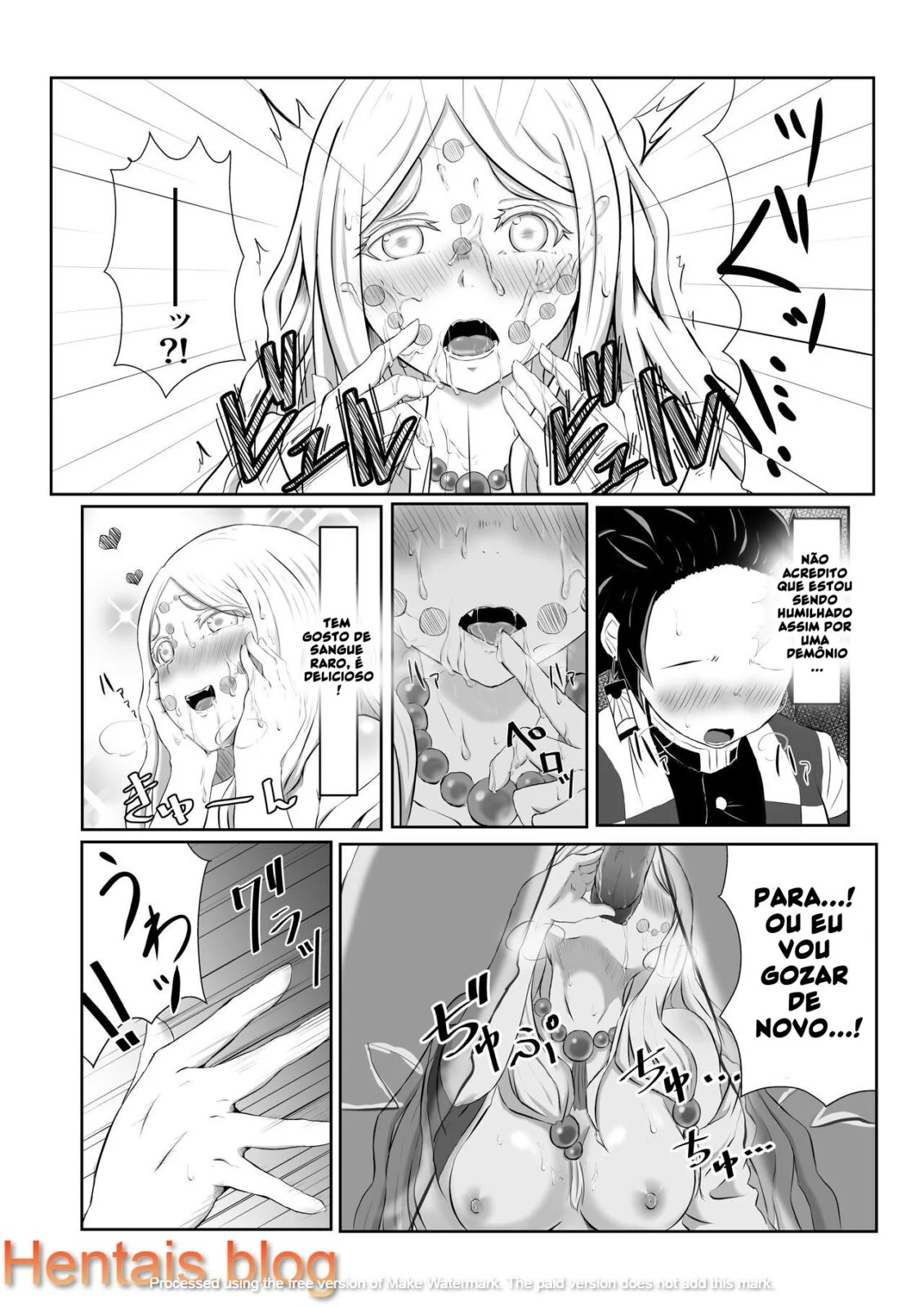 Tanjirou Kamado e a Pica da Mãe Aranha Demônio em Kimetsu no Yaiba: Buceta em Chamas em HQ Brasileiro
