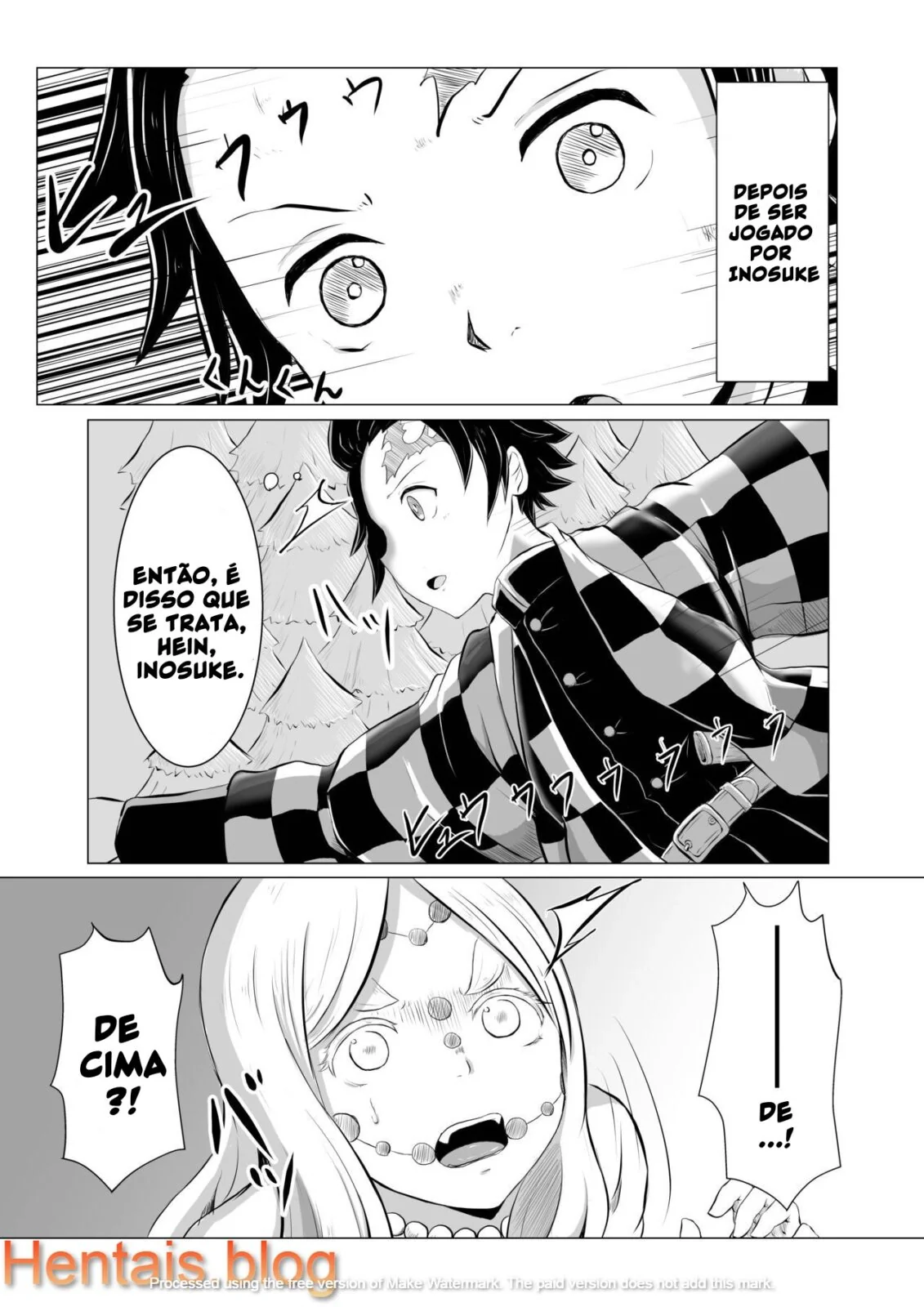 Tanjirou Kamado e a Pica da Mãe Aranha Demônio em Kimetsu no Yaiba: Buceta em Chamas em HQ Brasileiro