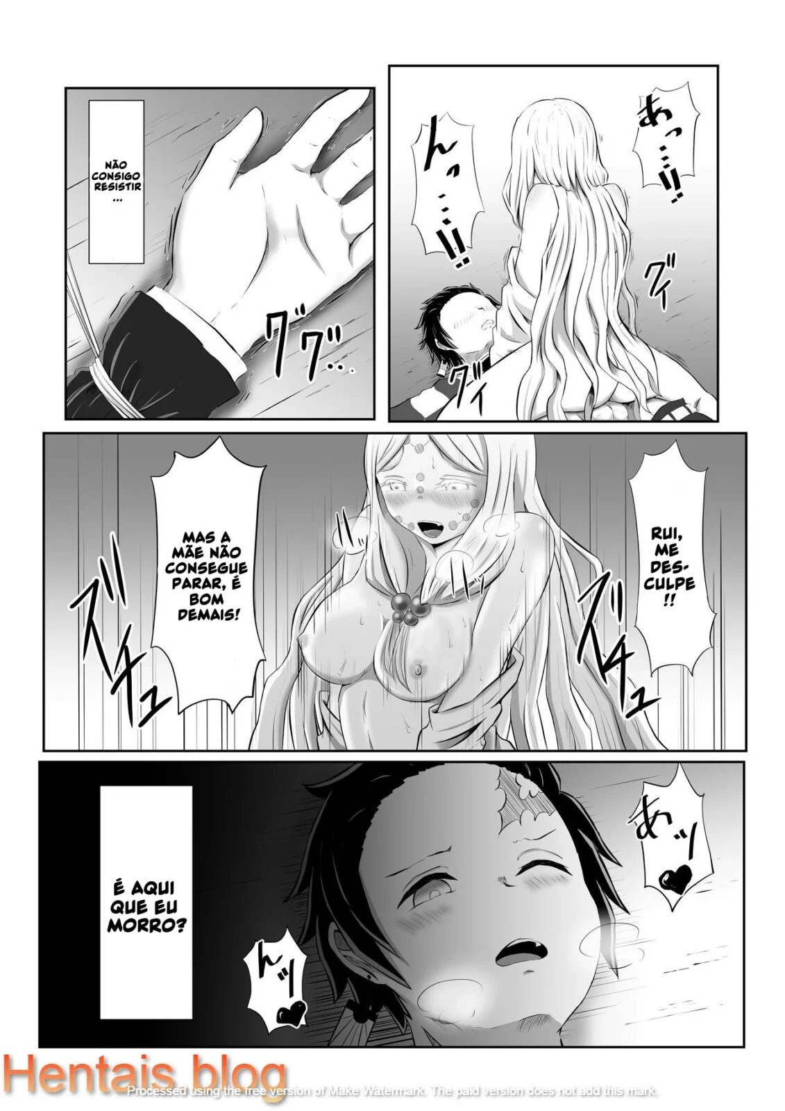 Tanjirou Kamado e a Pica da Mãe Aranha Demônio em Kimetsu no Yaiba: Buceta em Chamas em HQ Brasileiro