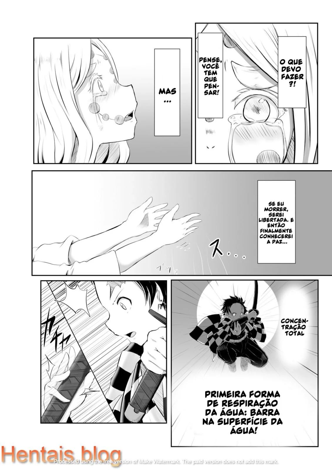 Tanjirou Kamado e a Pica da Mãe Aranha Demônio em Kimetsu no Yaiba: Buceta em Chamas em HQ Brasileiro