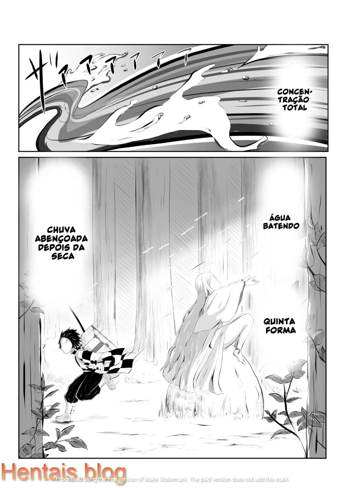 Tanjirou Kamado e a Pica da Mãe Aranha Demônio em Kimetsu no Yaiba: Buceta em Chamas em HQ Brasileiro