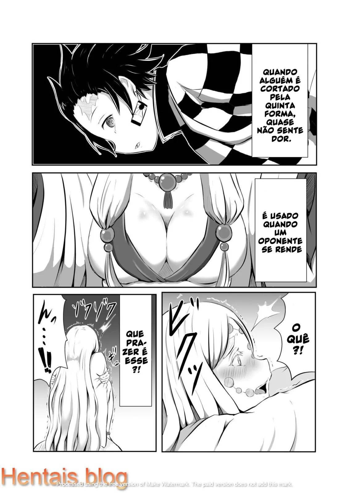 Tanjirou Kamado e a Pica da Mãe Aranha Demônio em Kimetsu no Yaiba: Buceta em Chamas em HQ Brasileiro
