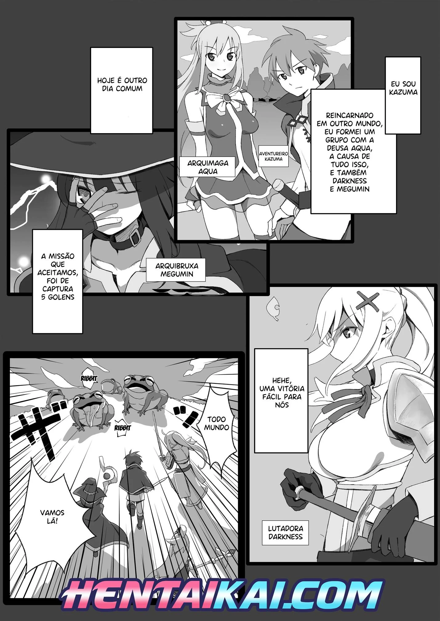 Kazuma e seu harém piranha em Konosuba Hentai HQ Brasileiro