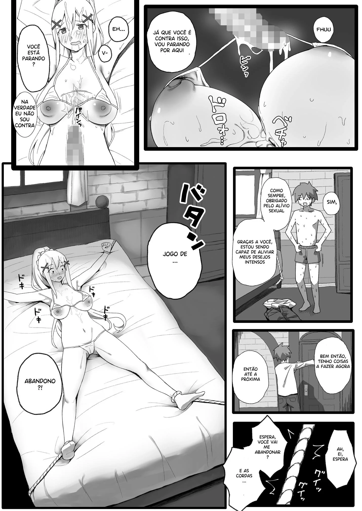 Kazuma e seu harém piranha em Konosuba Hentai HQ Brasileiro