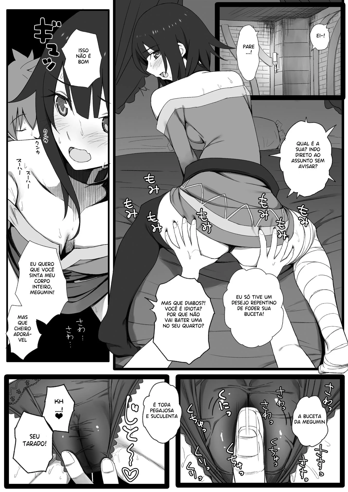 Kazuma e seu harém piranha em Konosuba Hentai HQ Brasileiro