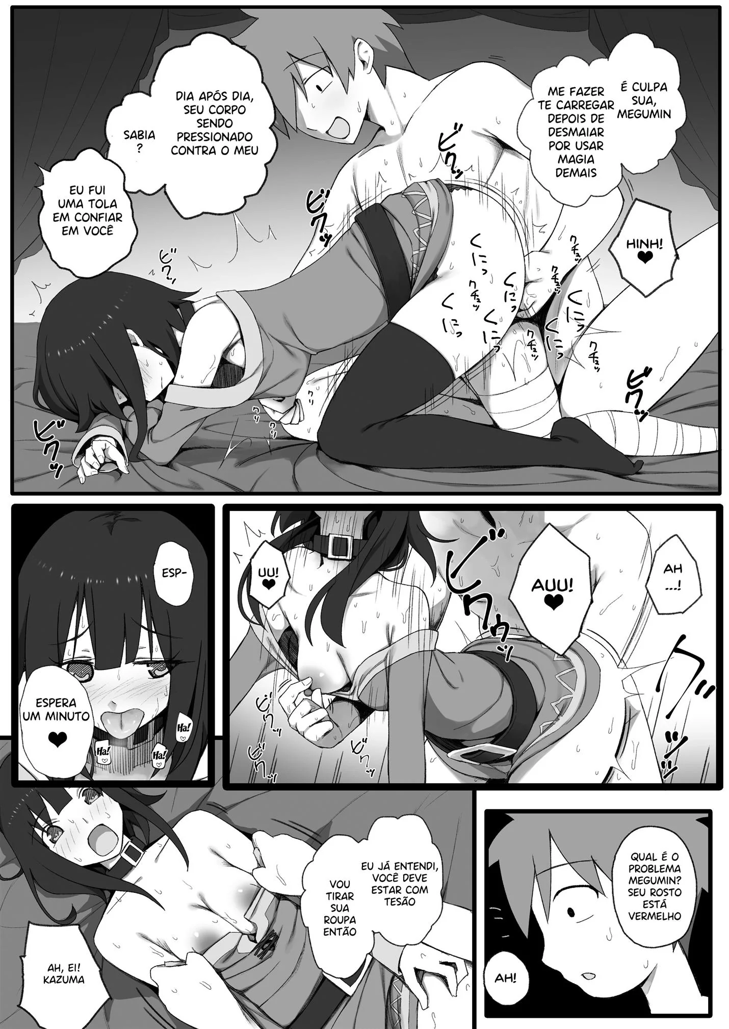Kazuma e seu harém piranha em Konosuba Hentai HQ Brasileiro