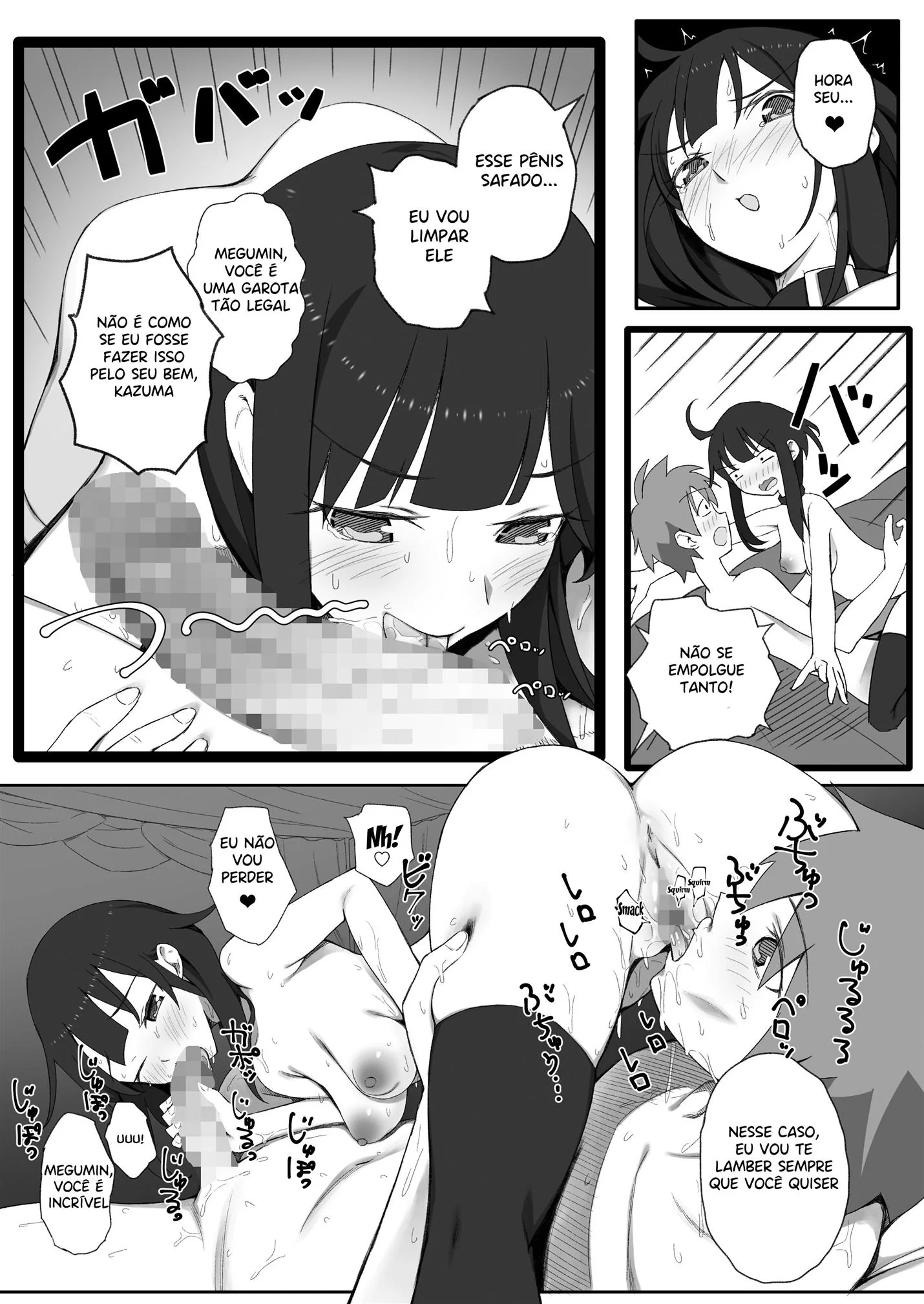Kazuma e seu harém piranha em Konosuba Hentai HQ Brasileiro