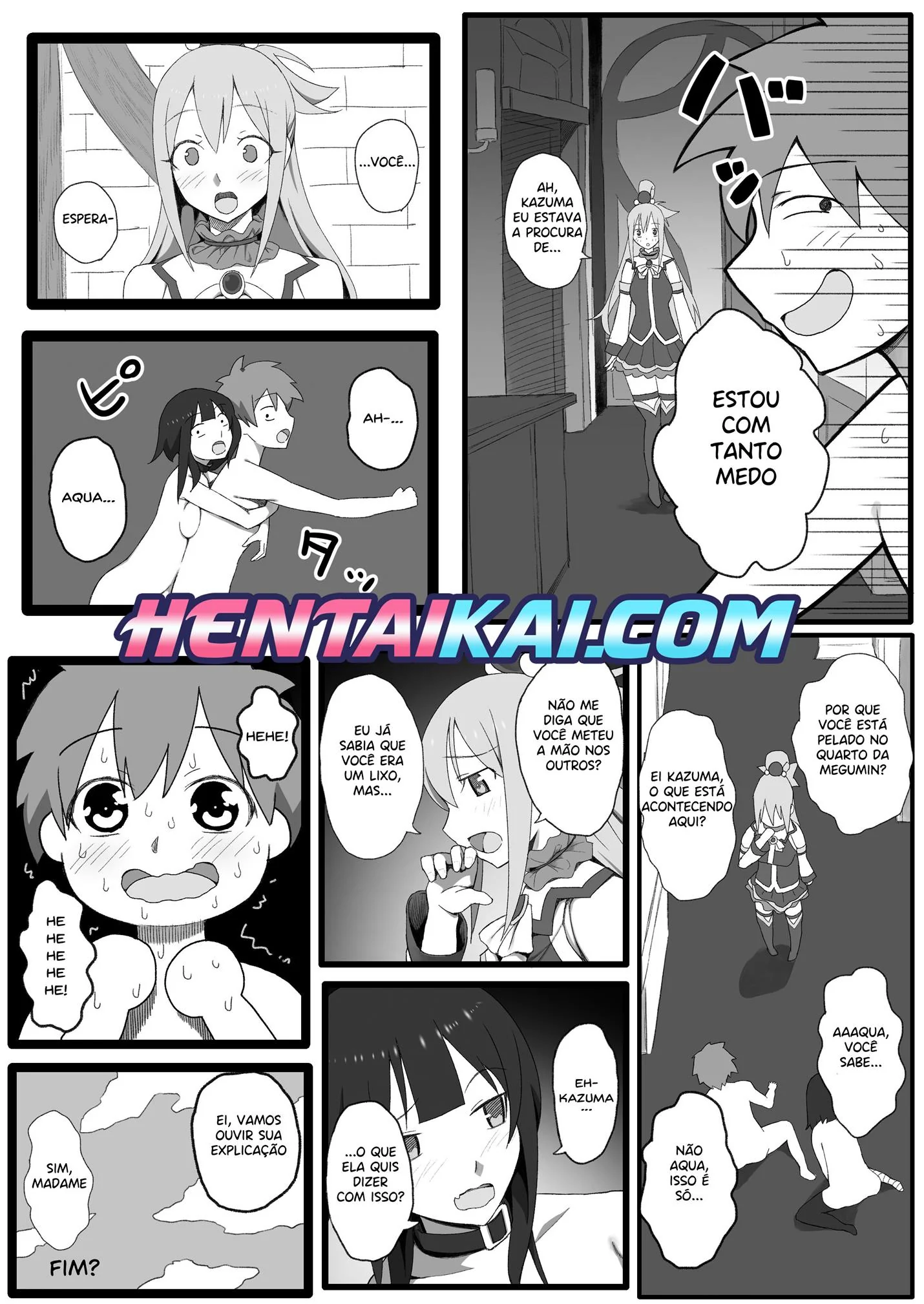 Kazuma e seu harém piranha em Konosuba Hentai HQ Brasileiro