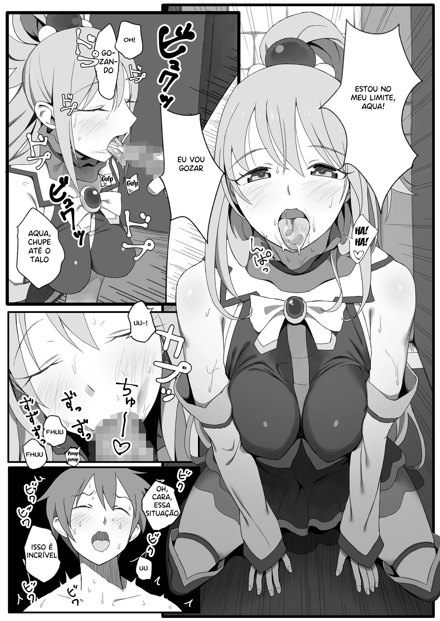 Kazuma e seu harém piranha em Konosuba Hentai HQ Brasileiro