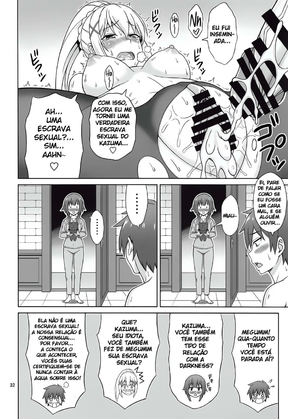 Konosuba Hentai: Fodendo as Gostosas e Gozando Dentro da Buceta em HQ Brasileiro!