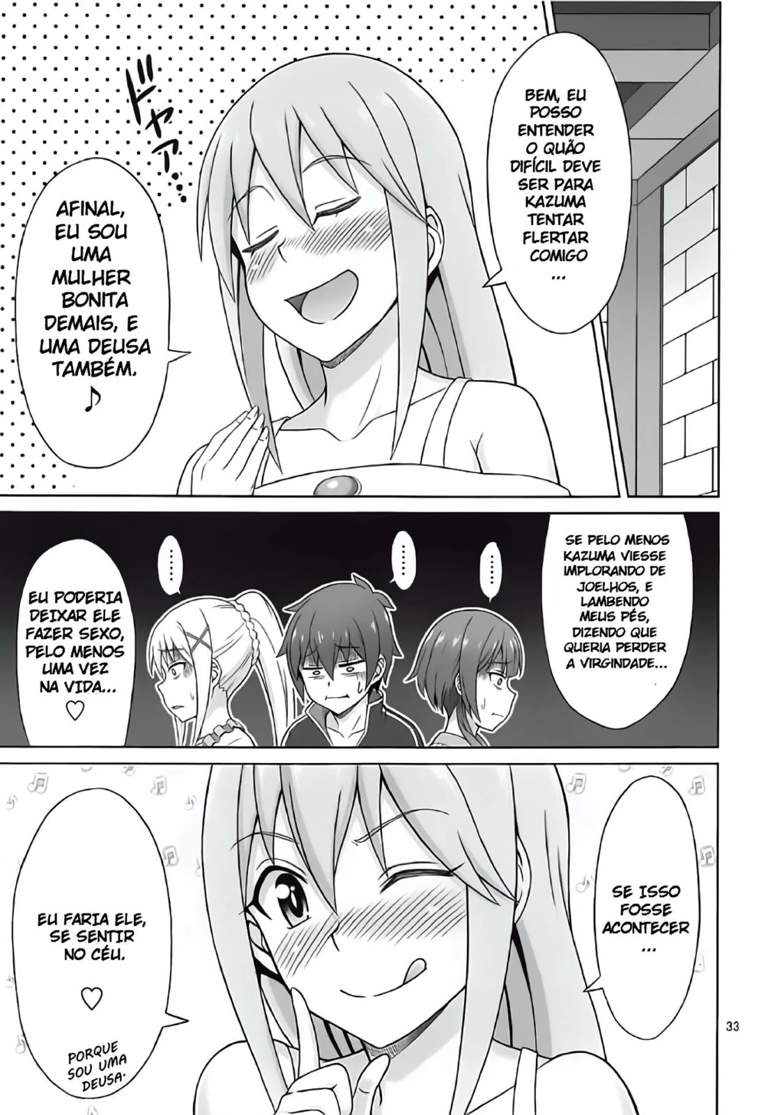 Konosuba Hentai: Fodendo as Gostosas e Gozando Dentro da Buceta em HQ Brasileiro!