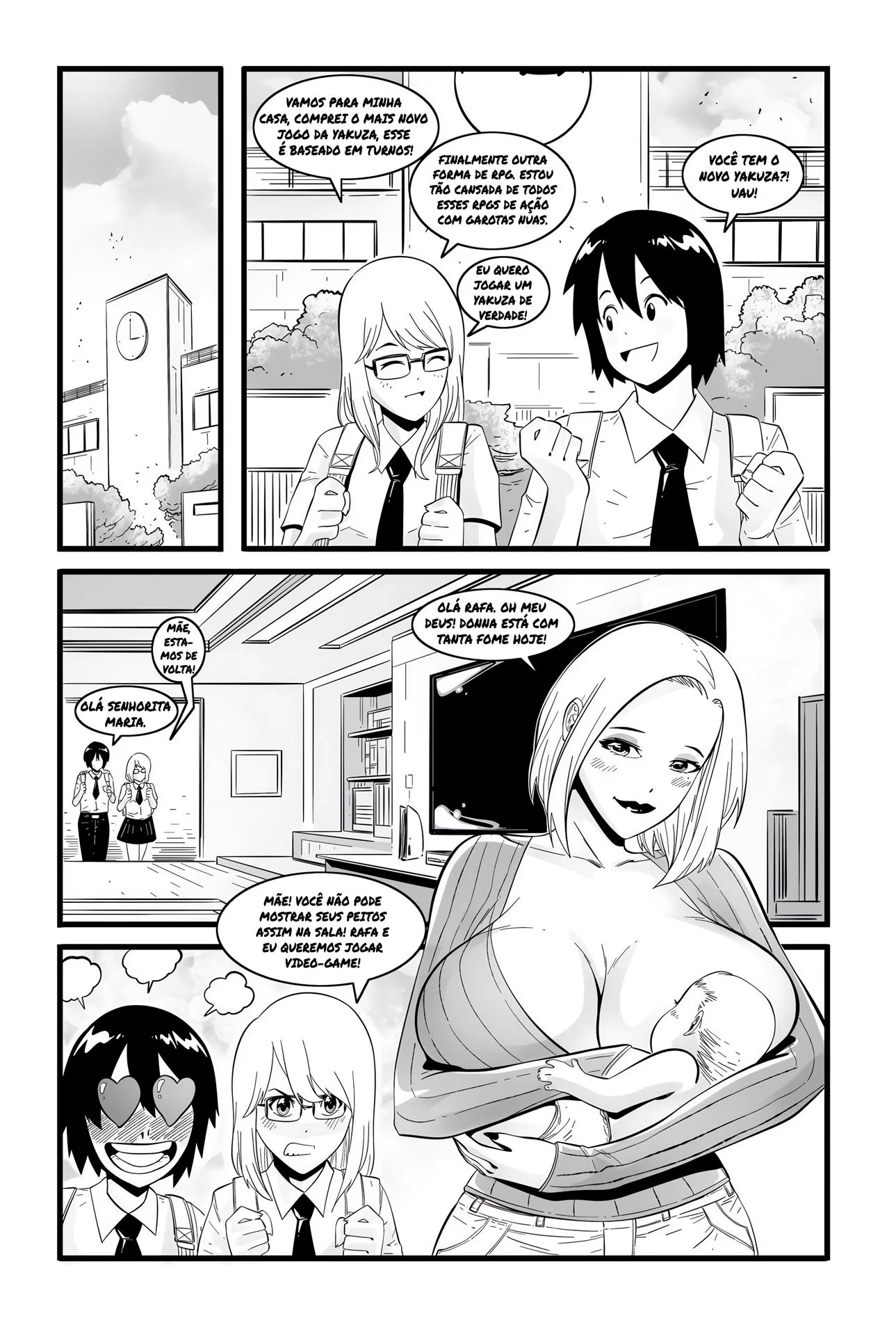 Mamãe Gostosa Seduz Amigo da Filha em Hentai HQ Brasileiro