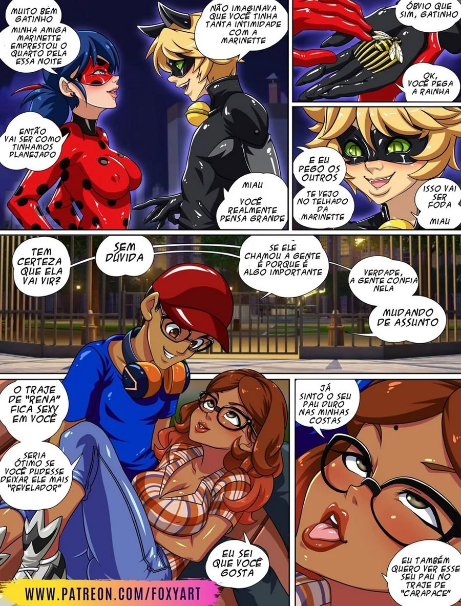 Piranha de Ladybug dando a buceta para Catnoir em hentai HQ brasileiro