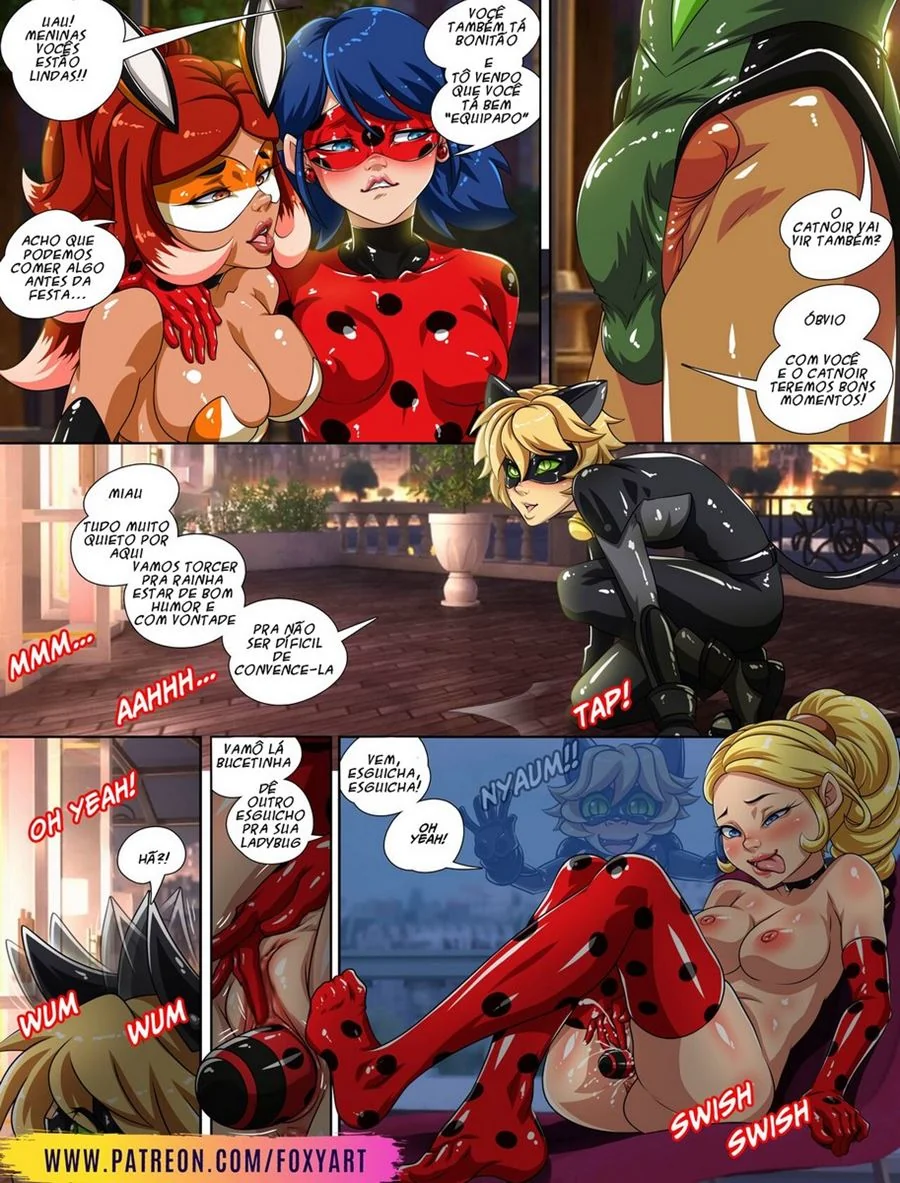 Piranha de Ladybug dando a buceta para Catnoir em hentai HQ brasileiro