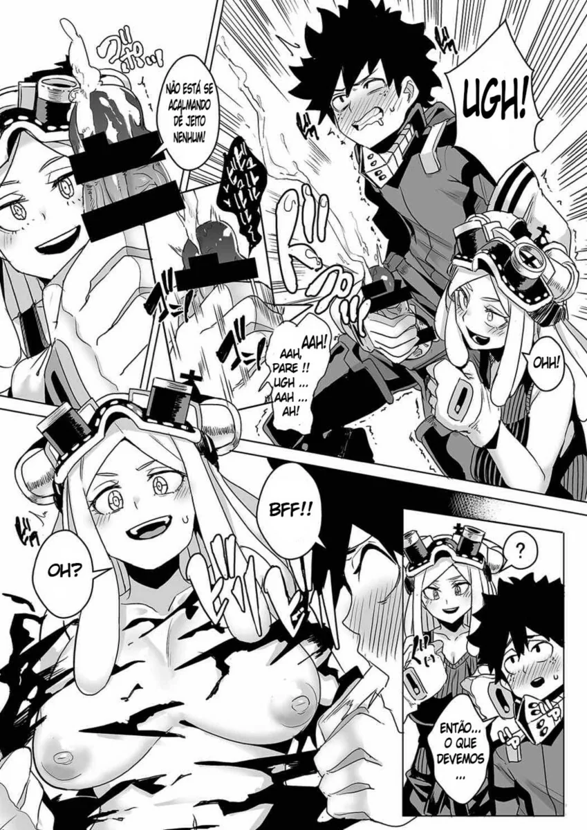 Midoriya detonando a buceta da piranha Mei Hatsume em Boku No Hero Academia Hentai HQ Brasileiro
