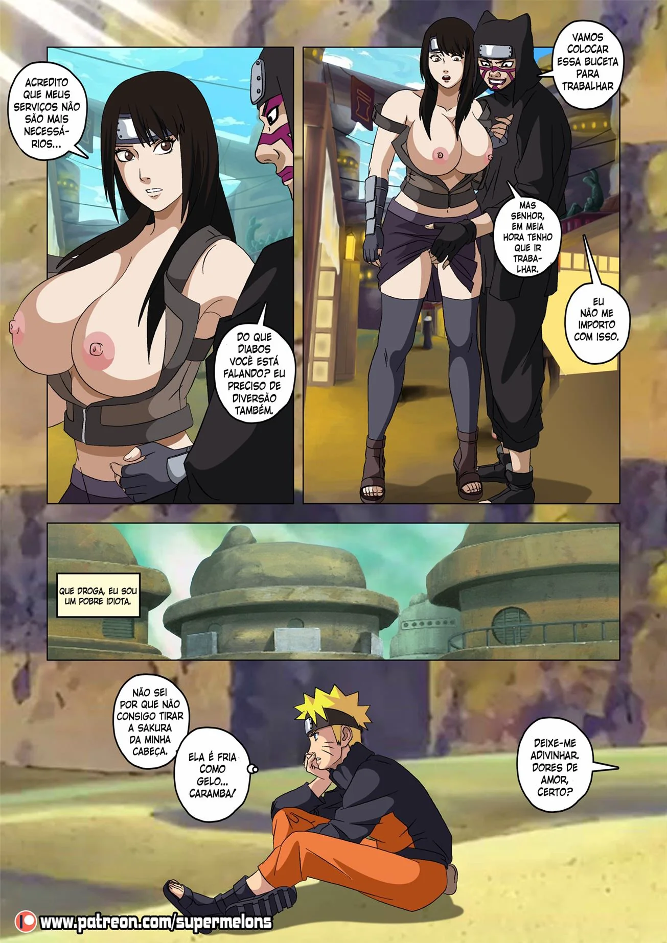 Naruto Pornô: Sakura e Ino Vadias da Vila da Areia em Hentai HQ