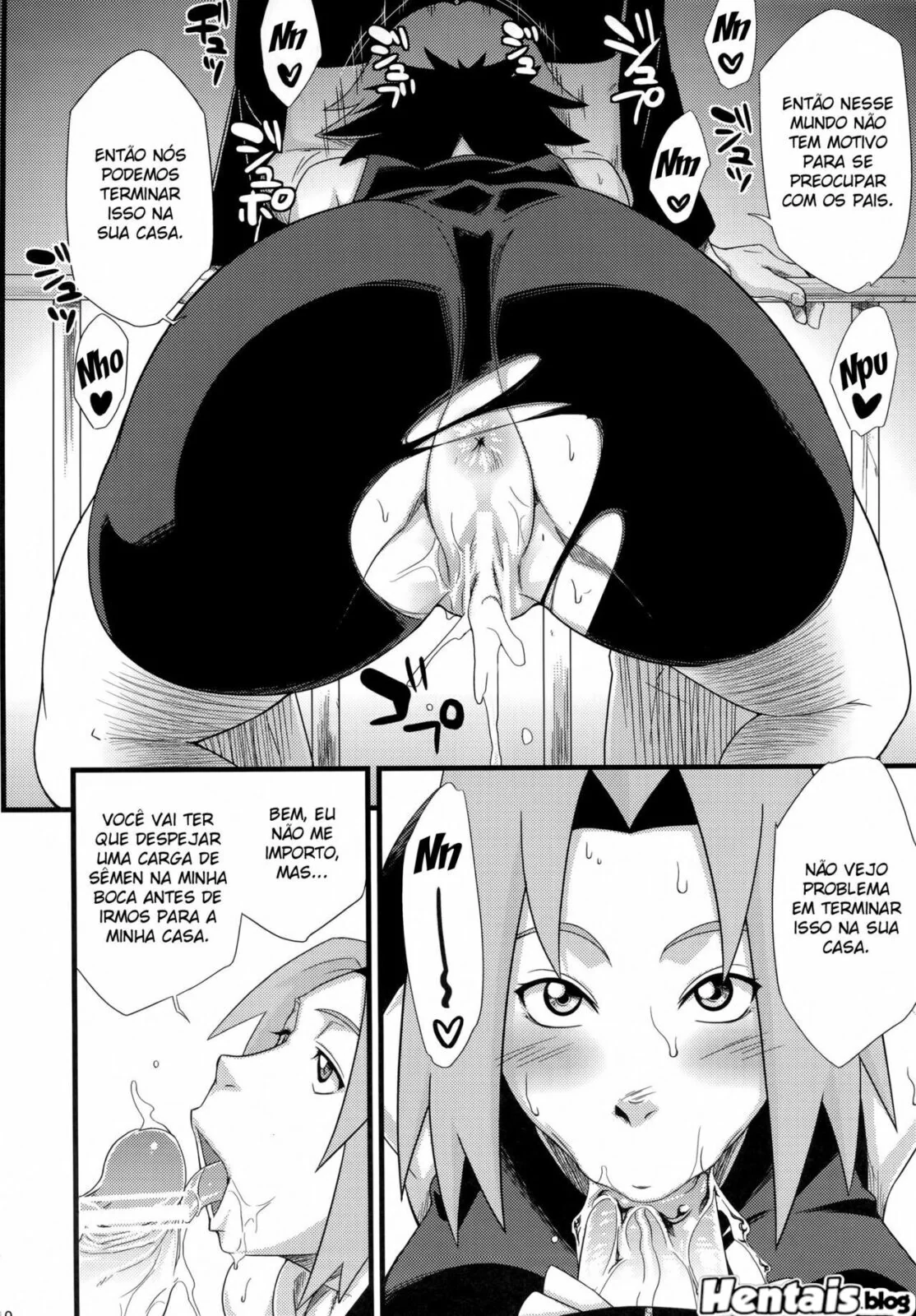 Naruto fode Sakura na frente do pai dela em hentai HQ brasileiro – A disputa pela buceta mais gostosa!