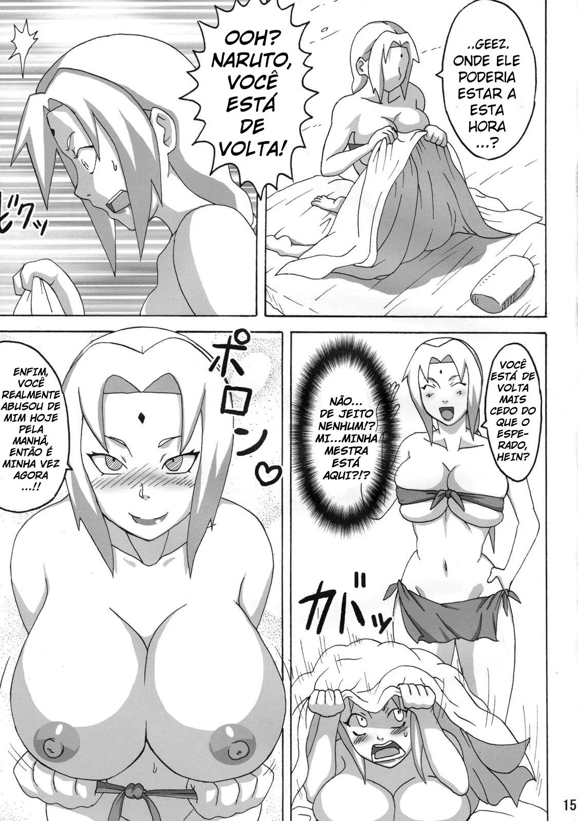 Naruto e as Piranhas da Ilha: Orgia Sem Limites com Sakura e Tsunade em HQ Português