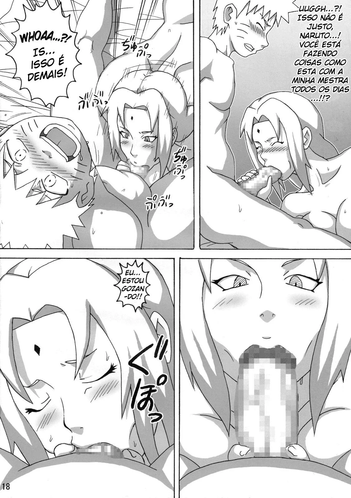 Naruto e as Piranhas da Ilha: Orgia Sem Limites com Sakura e Tsunade em HQ Português