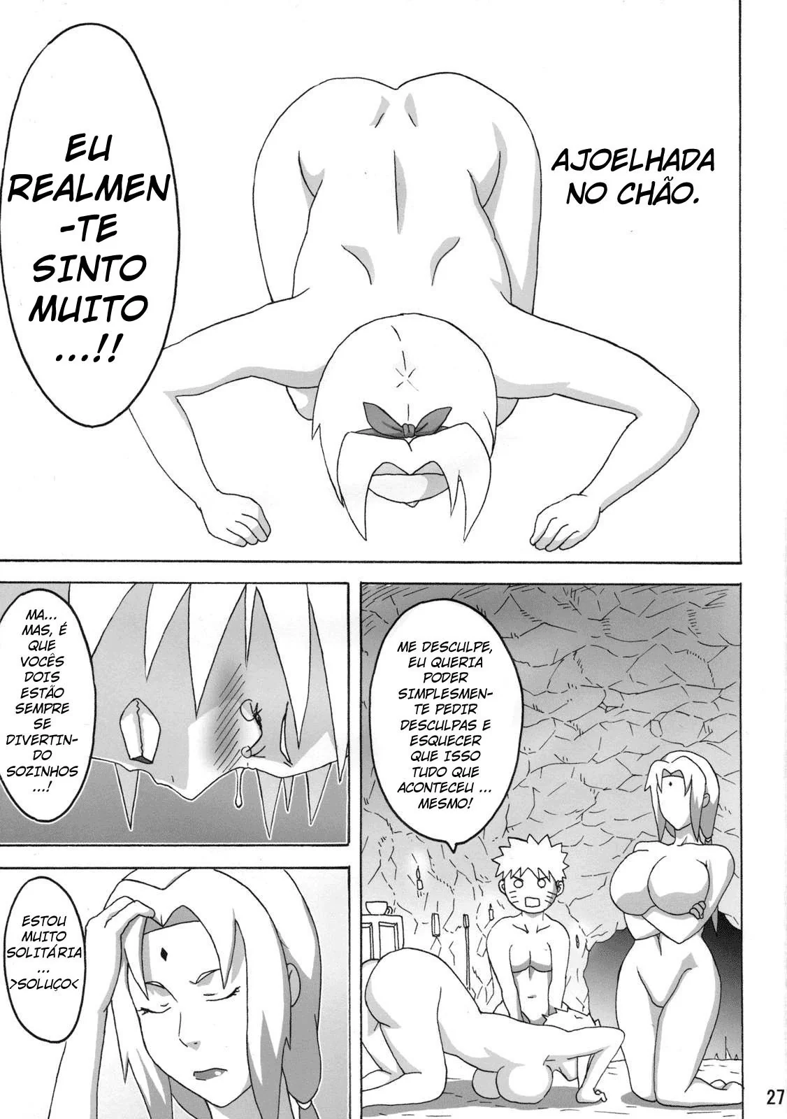 Naruto e as Piranhas da Ilha: Orgia Sem Limites com Sakura e Tsunade em HQ Português