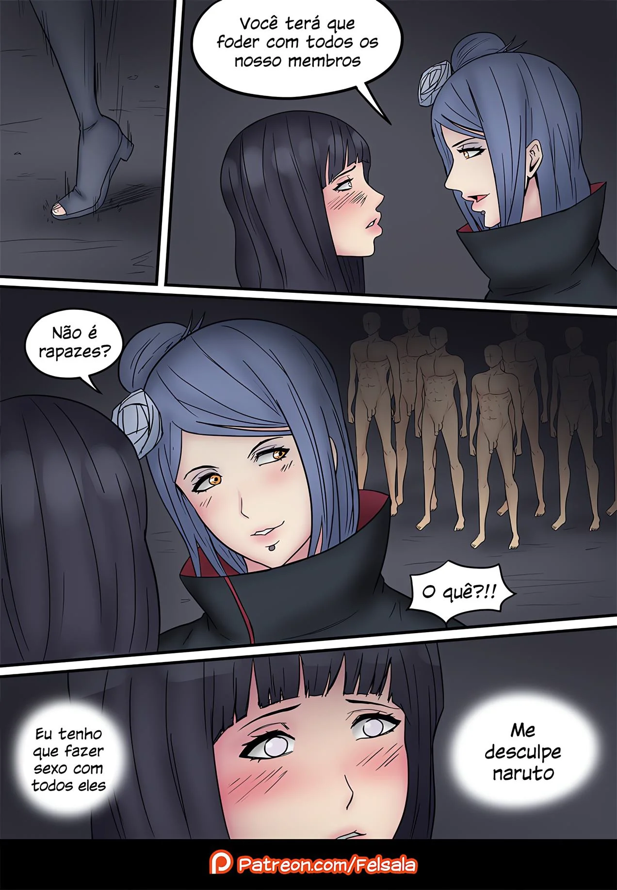 Naruto: Hinata se rendendo à Akatsuki em uma orgia hentai HQ brasileiro
