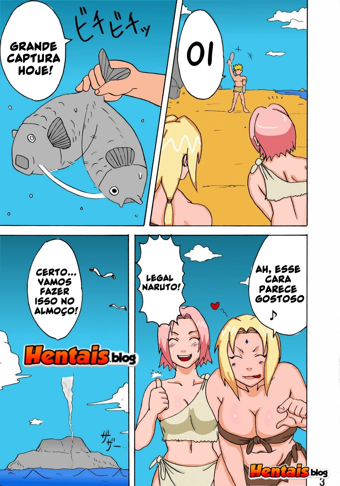 Naruto Piranha: Festa na Selva – Ele vai meter gostoso na buceta da Sakura e da Tsunade! Em HQ Brasileiro
