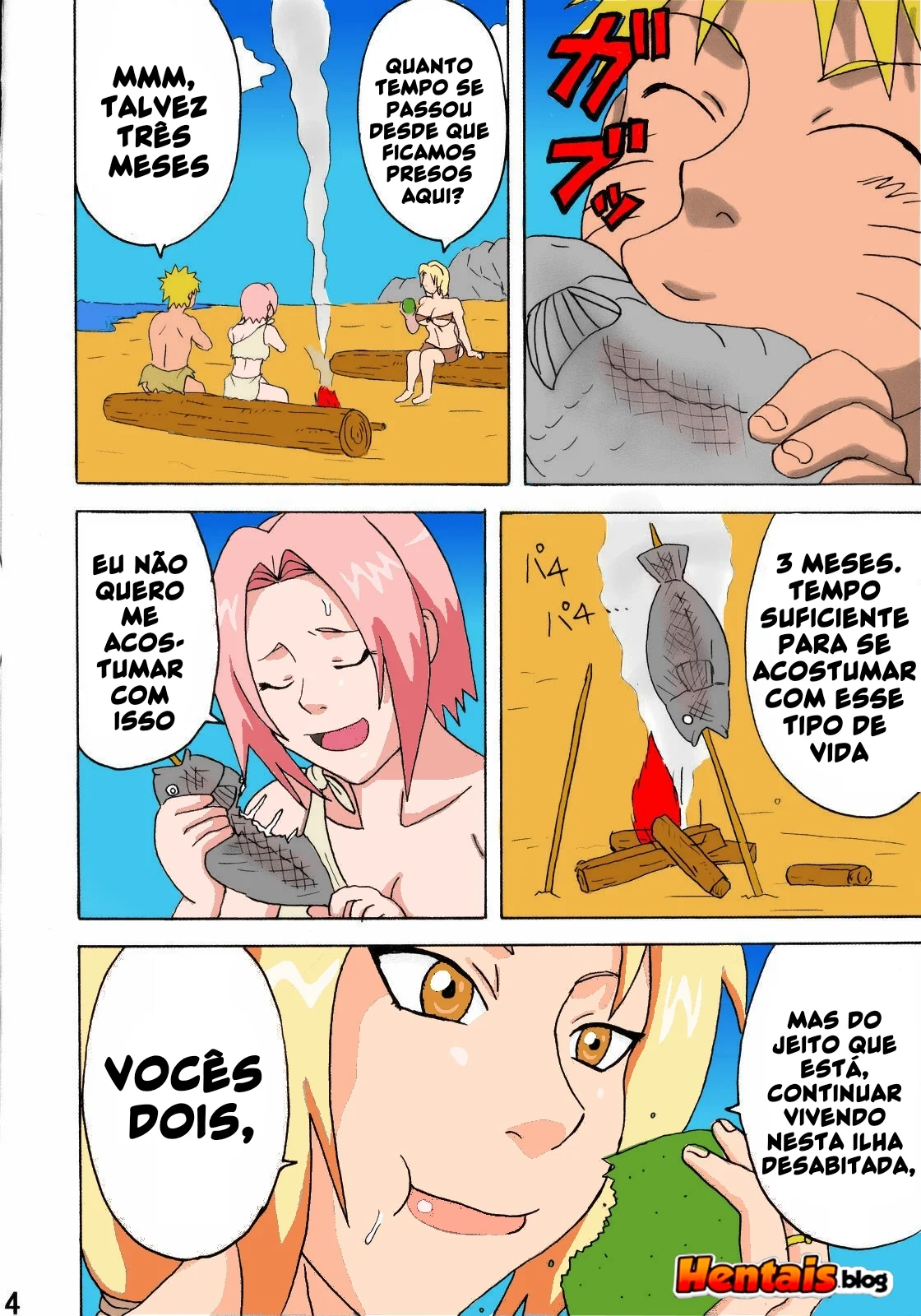 Naruto Piranha: Festa na Selva – Ele vai meter gostoso na buceta da Sakura e da Tsunade! Em HQ Brasileiro