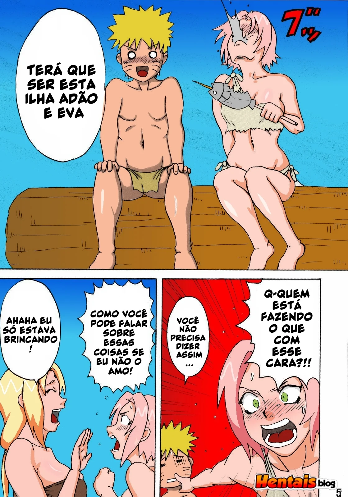 Naruto Piranha: Festa na Selva – Ele vai meter gostoso na buceta da Sakura e da Tsunade! Em HQ Brasileiro