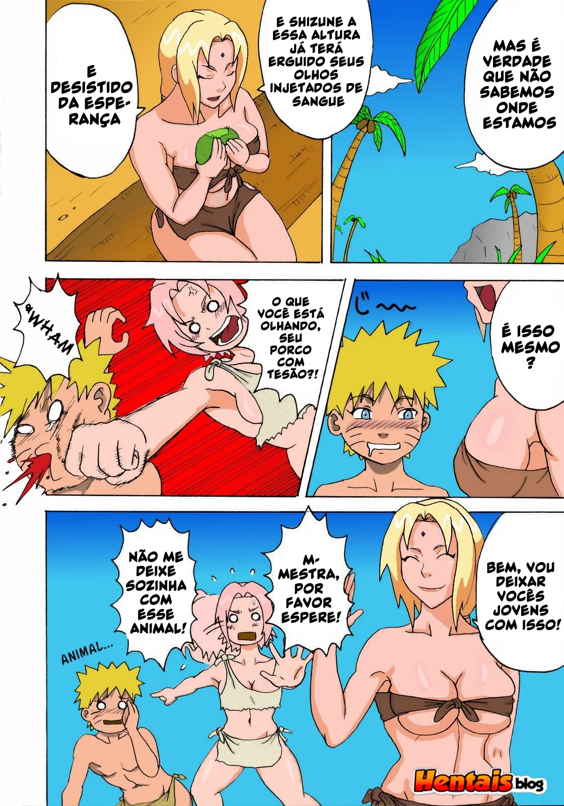 Naruto Piranha: Festa na Selva – Ele vai meter gostoso na buceta da Sakura e da Tsunade! Em HQ Brasileiro