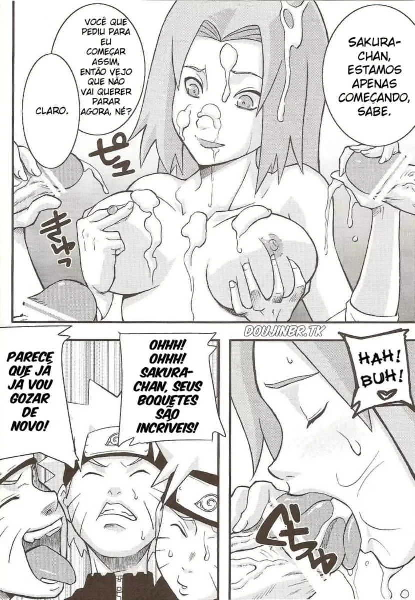 Naruto Pornô: Sakura Mamando na Piroca do Naruto em Hentai HQ