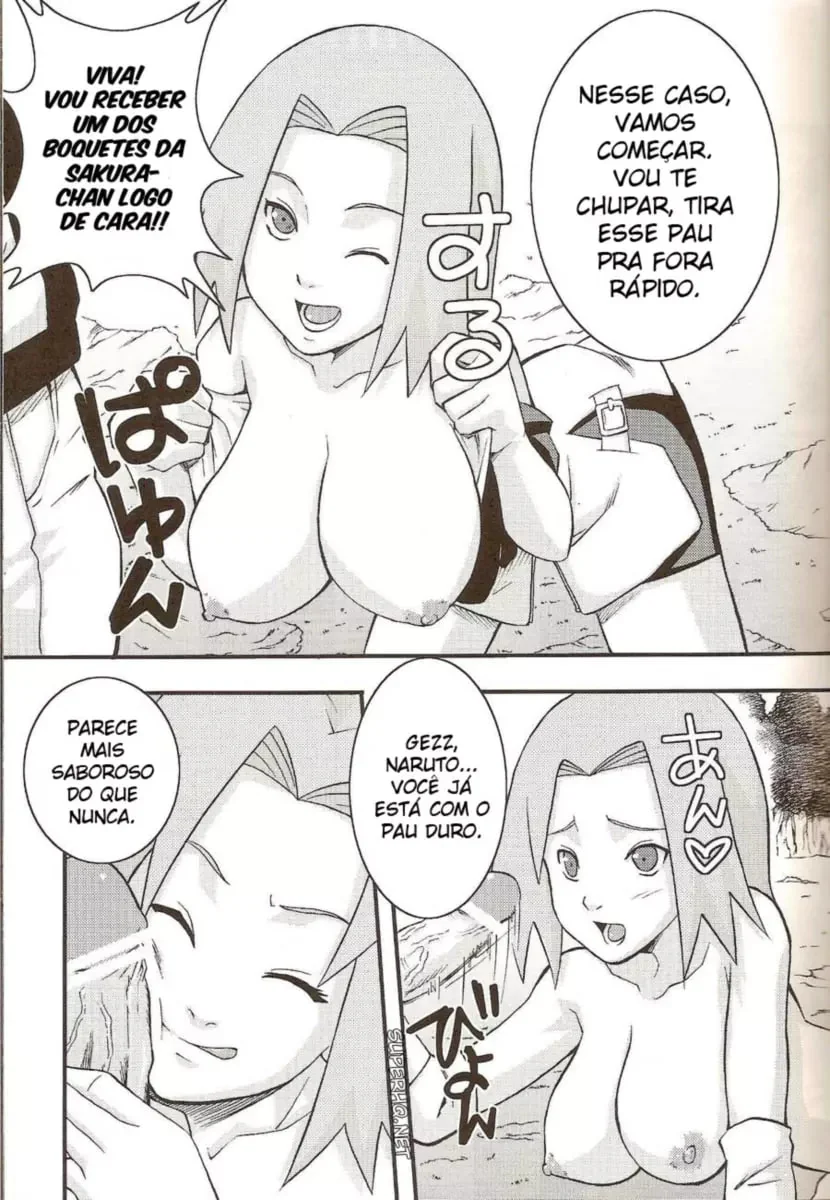 Naruto Pornô: Sakura Mamando na Piroca do Naruto em Hentai HQ