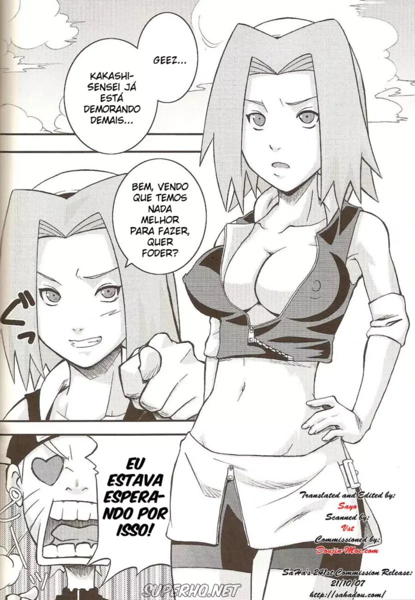 Naruto Pornô: Sakura Mamando na Piroca do Naruto em Hentai HQ