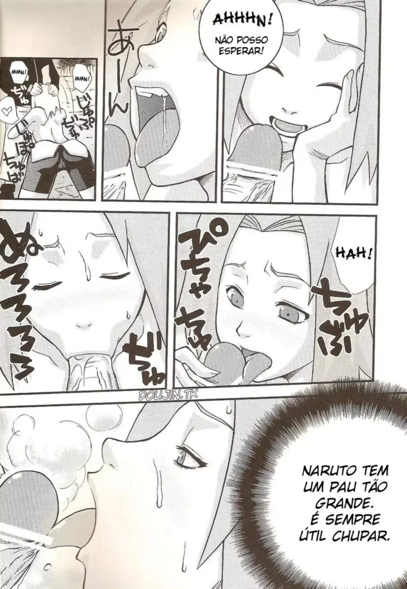 Naruto Pornô: Sakura Mamando na Piroca do Naruto em Hentai HQ