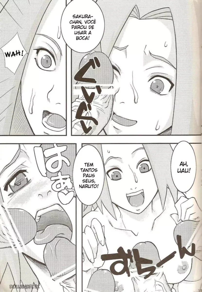Naruto Pornô: Sakura Mamando na Piroca do Naruto em Hentai HQ