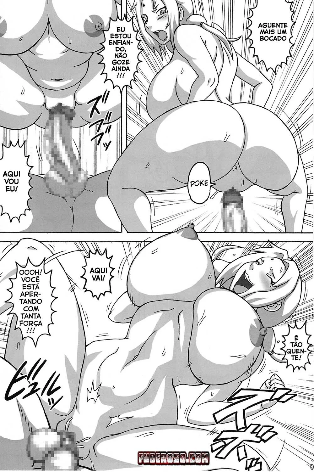 Naruto: Sacana Sortudo na Selva G3 – Fodendo a Sakura e Tsunade em Hentai HQ Brasileiro