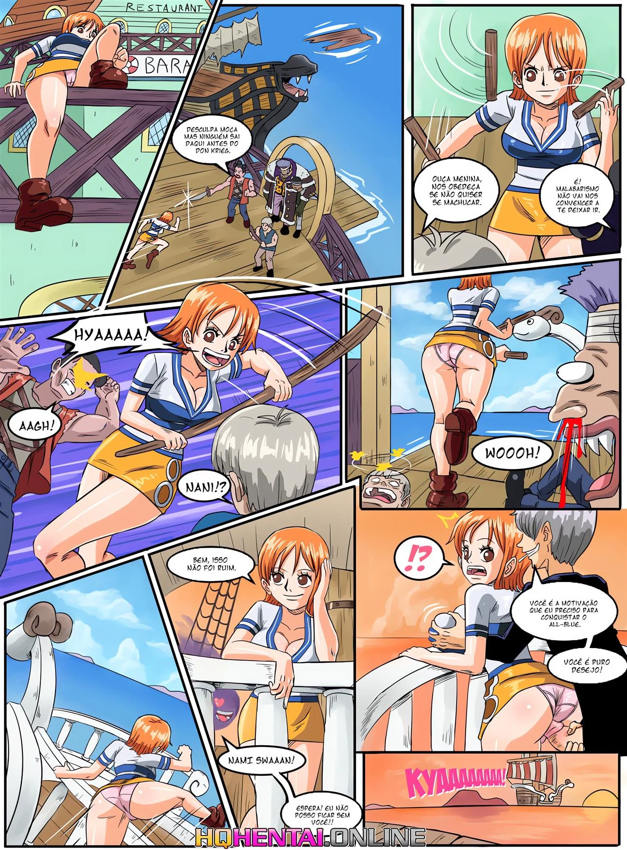 A Piranha da Nami Tentando Roubar o Tesouro do Sanji – One Piece Hentai HQ Brasileiro