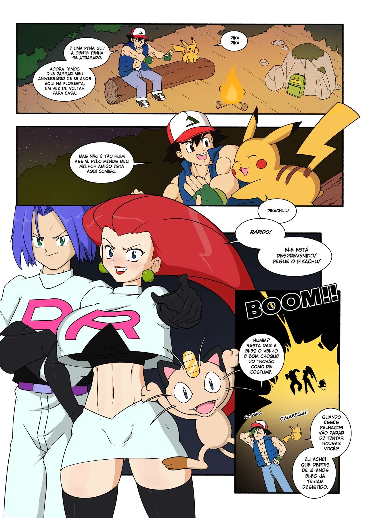 Ash comemora sua maioridade no Hentai HQ – E a Equipe Rocket se surpreende com o que encontram!