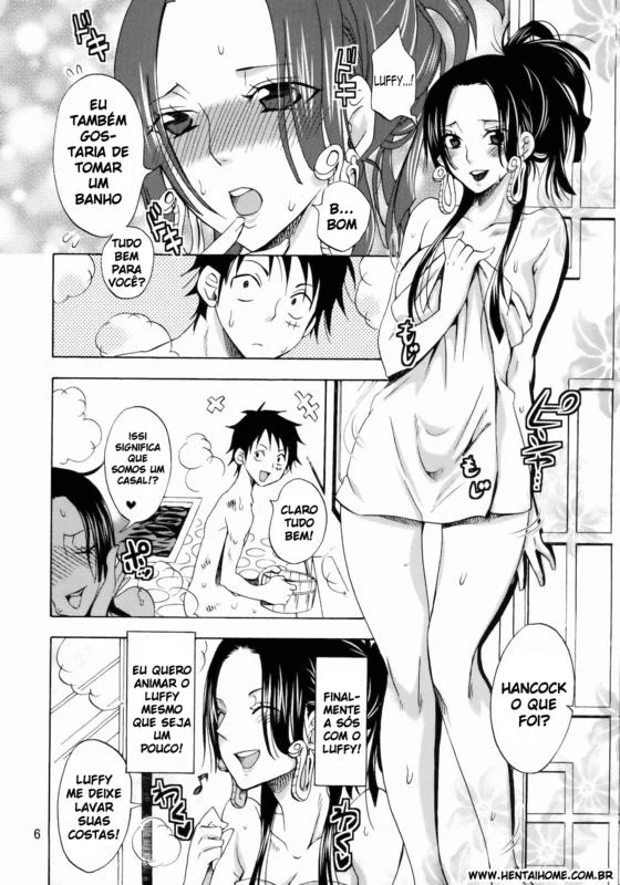 Boa Hancock sedenta por pica toma banho com Monkey D. Luffy em One Piece Hentai HQ Brasileiro