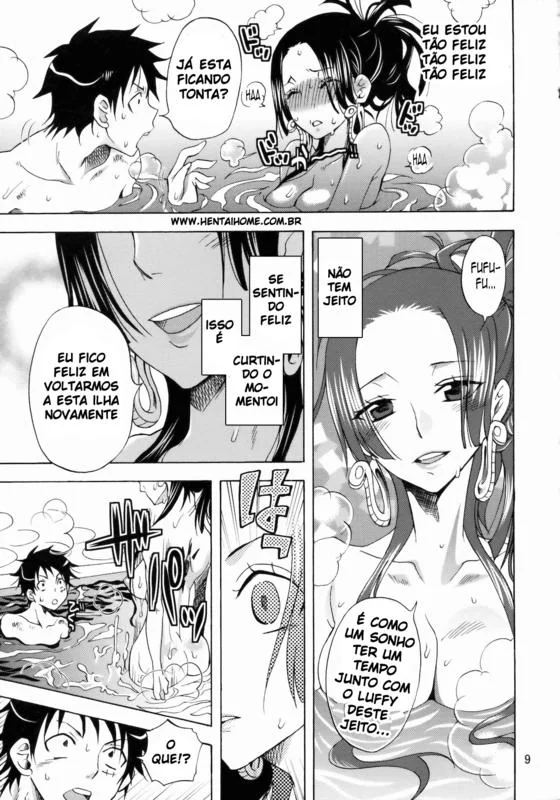 Boa Hancock sedenta por pica toma banho com Monkey D. Luffy em One Piece Hentai HQ Brasileiro