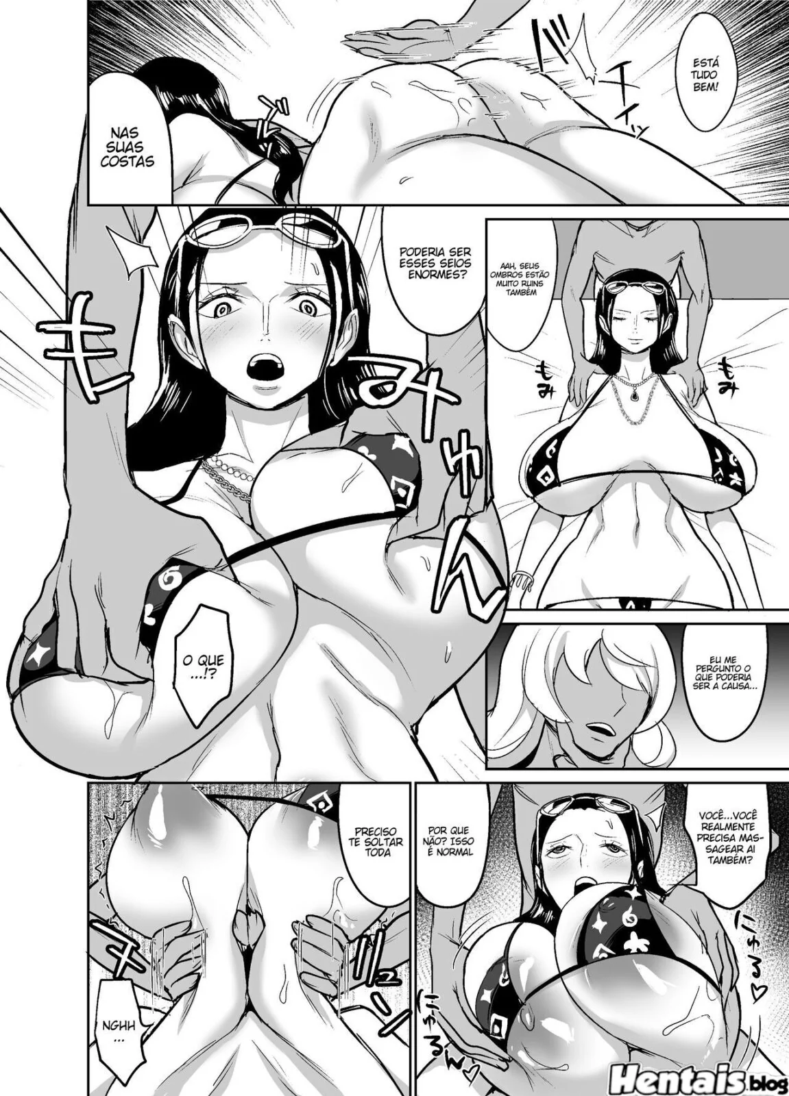 Nami e Nico Robin: Peitudas em Férias na Ilha – Massagem e Muita Putaria!” em Hentai HQ
