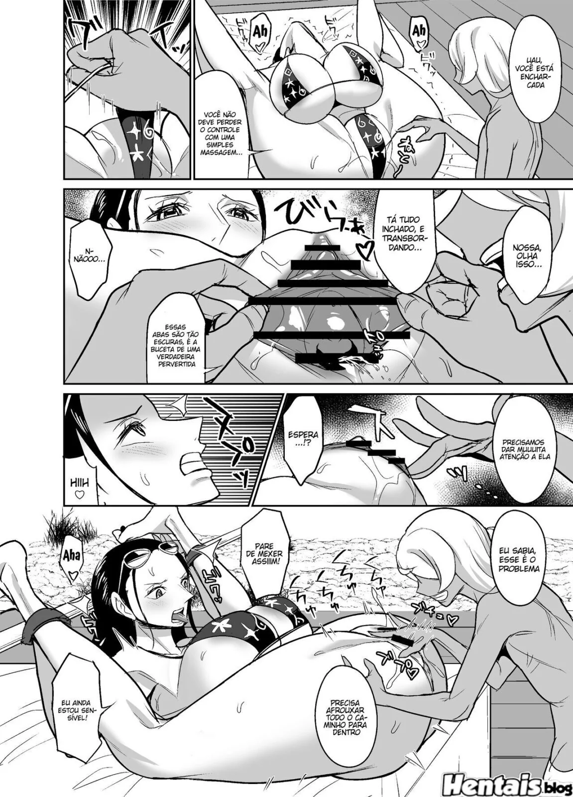 Nami e Nico Robin: Peitudas em Férias na Ilha – Massagem e Muita Putaria!” em Hentai HQ