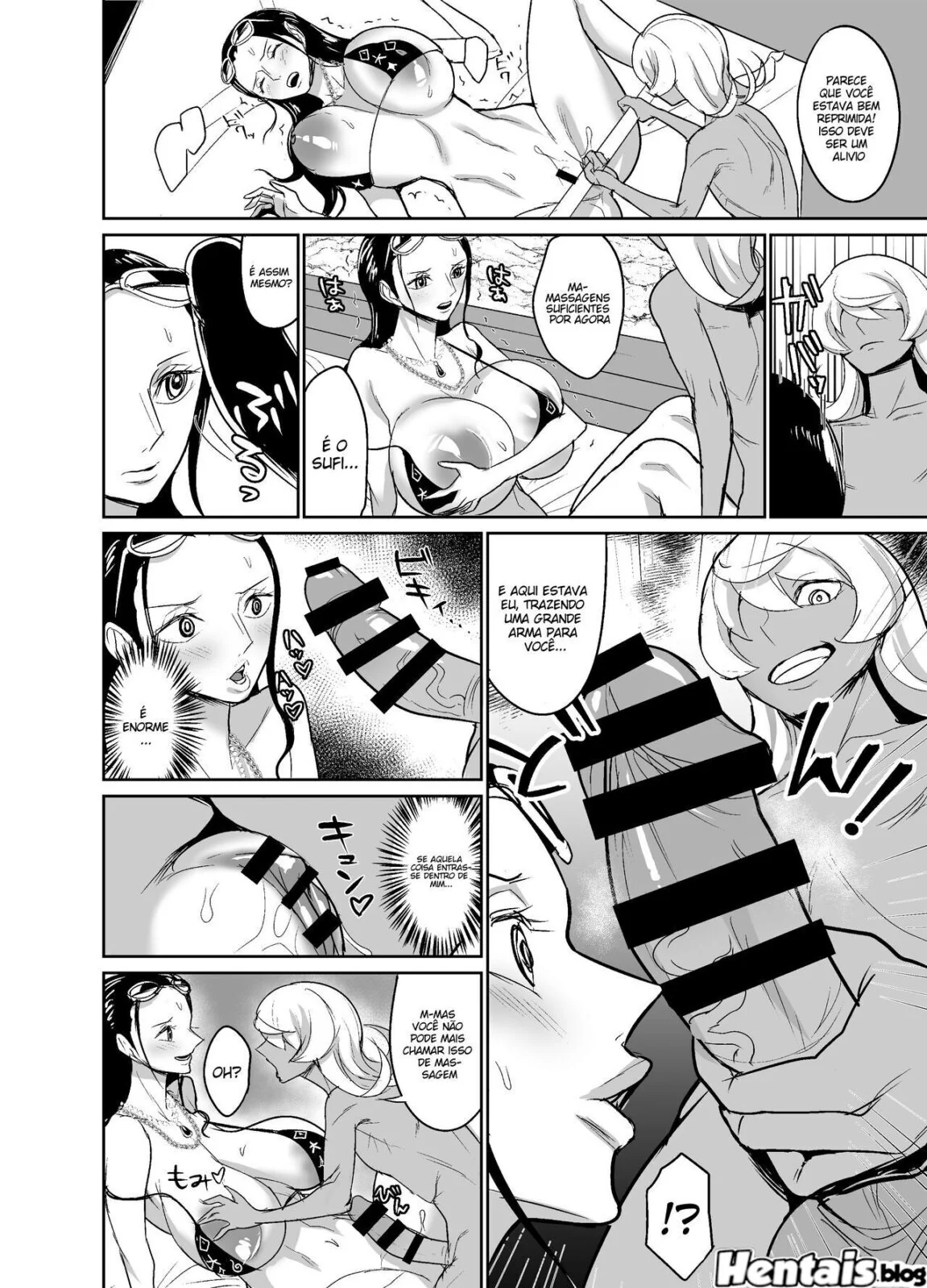 Nami e Nico Robin: Peitudas em Férias na Ilha – Massagem e Muita Putaria!” em Hentai HQ