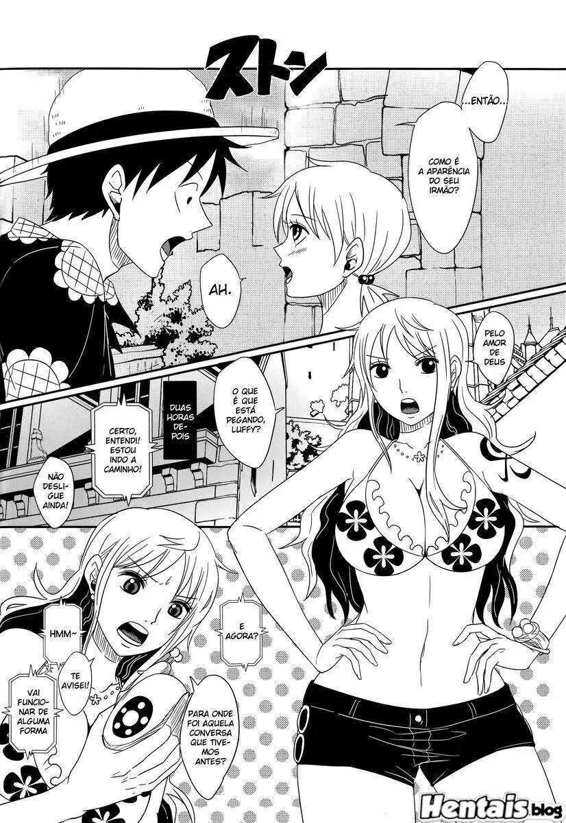 Luffy e a putaria com as gostosas das amigas em anime hentai HQ