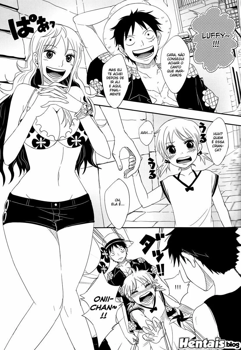 Luffy e a putaria com as gostosas das amigas em anime hentai HQ