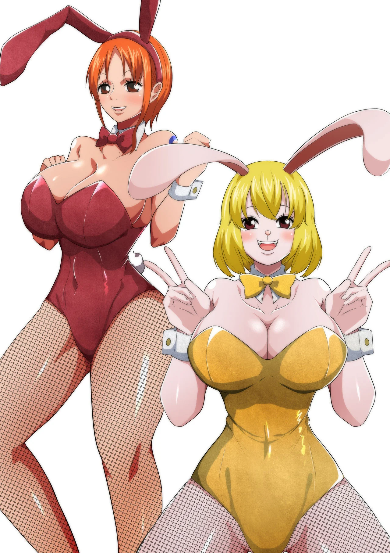 One Piece: Serviço de Coelhinha – Nami e Carrot chupando muita piroca em Hentai HQ Brasileiro