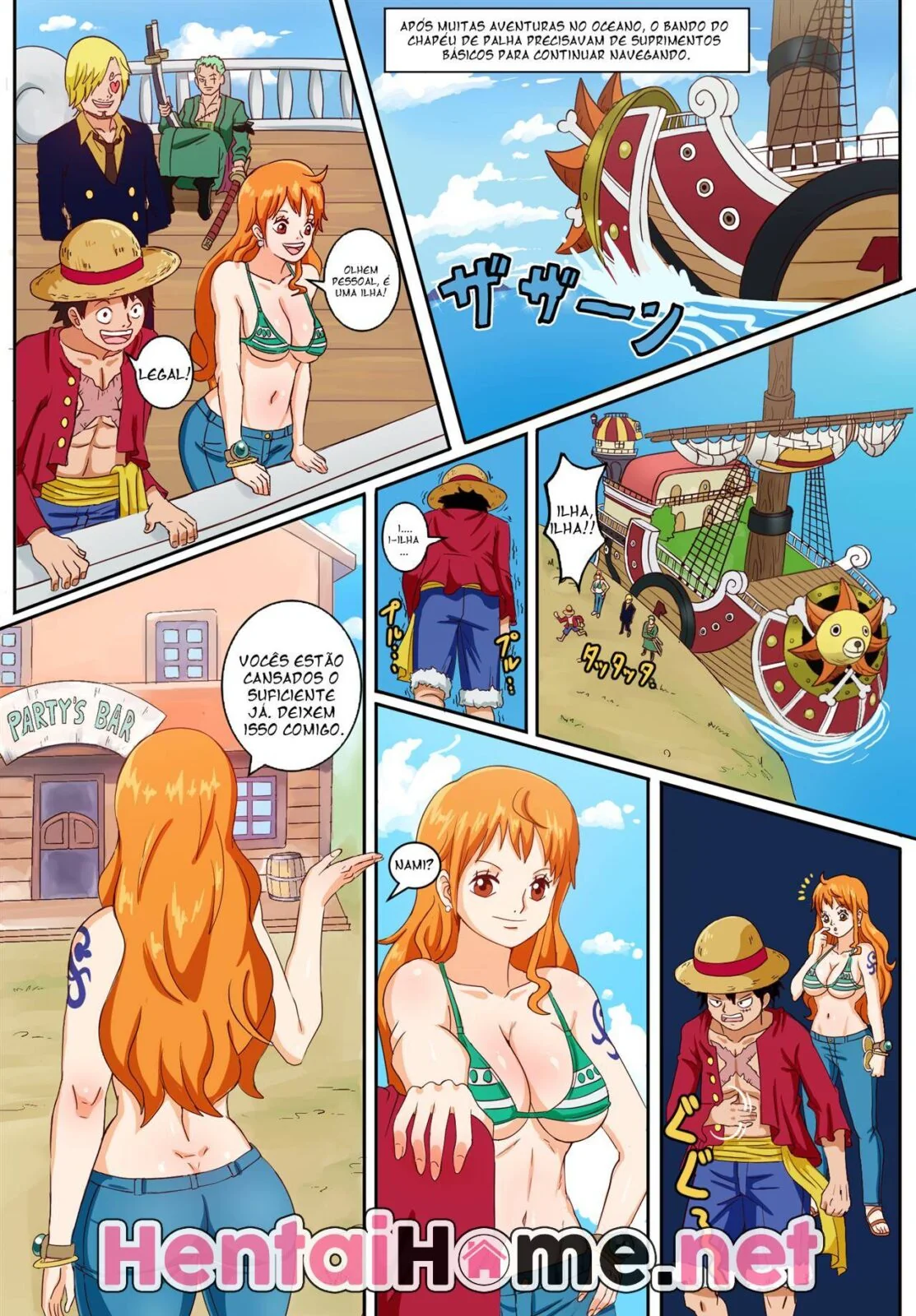 One piece Hentai de sexo – Nami e Robin em bar de marinheiros pervertidos